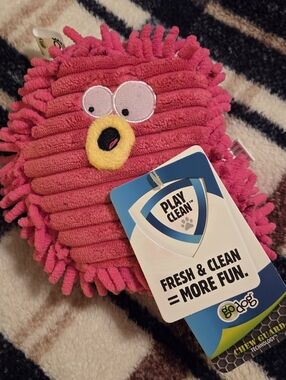 Go Dog PlayClean Pink Plush Dog Toy with Squeaker NWT
